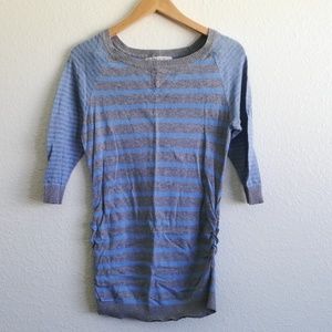 Blue & Gray Striped Maternity Sweater